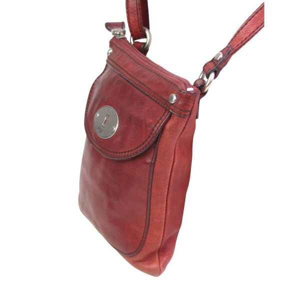 Fossil LLV DARK RED GENUINE LEATHER ZIP TOP X-BODY SHOULDER BAG HANDBAG PURSE - Picture 5 of 16